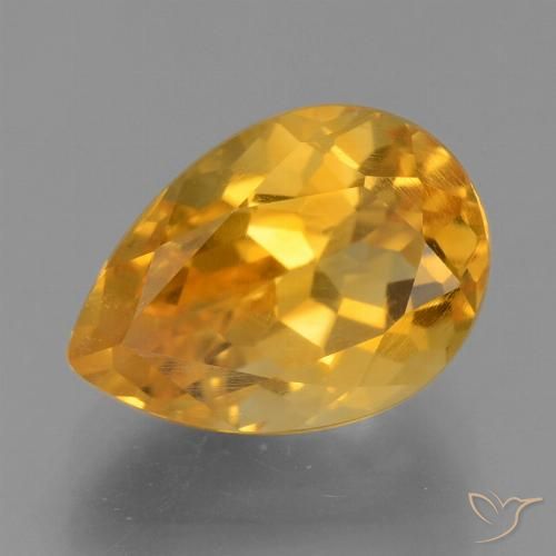 2.76ct Натуральный Темно-оранжево-золотой Цитрин, Форма груши, Чистота VS