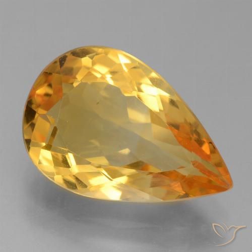 3.93ct Натуральный Темно-оранжево-золотой Цитрин, Форма груши, VVS-VS