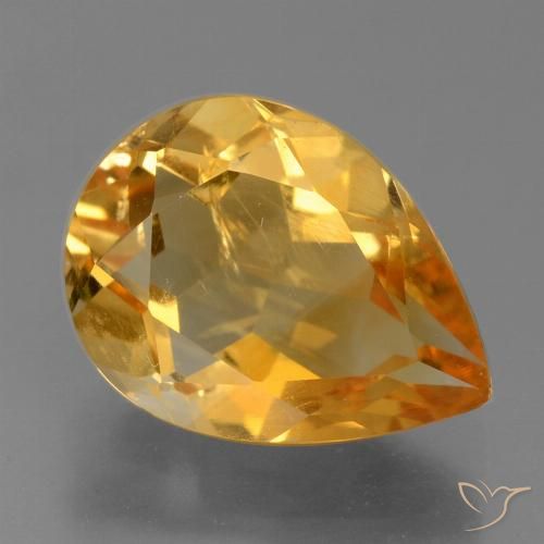 2.58ct Натуральный Темно-оранжево-золотой Цитрин, Форма груши, VS-SI
