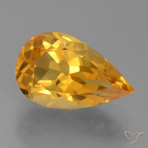 3.21ct Натуральный Глубокий оранжево-золотой Цитрин, Форма груши, VVS-VS