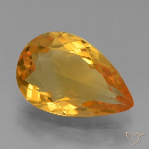 2.95ct Натуральный Темно-оранжево-золотой Цитрин, Форма груши, VVS-VS