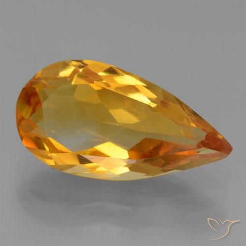 2.62ct Натуральный Темно-оранжево-золотой Цитрин, Форма груши, VVS-VS