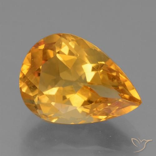 3.74ct Натуральный Темно-оранжевый Цитрин, Форма груши, VVS-VS