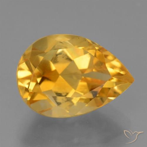 4.01ct Натуральный Темно-оранжево-золотой Цитрин, Форма груши, Чистота VS