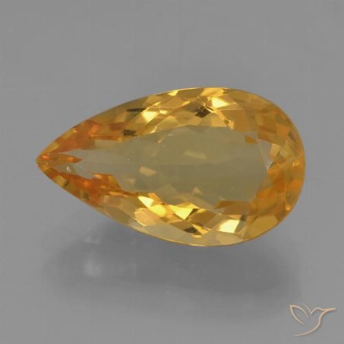 3.51ct Натуральный Средне-темный золотистый Цитрин, Форма груши, VVS-VS
