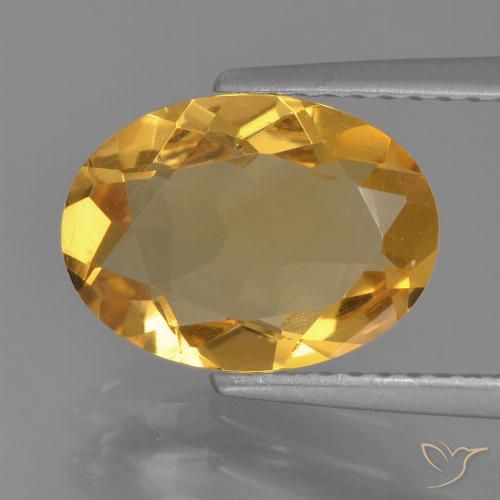 2.12ct Натуральный Средне-темный золотистый Цитрин, Овал, VVS-VS