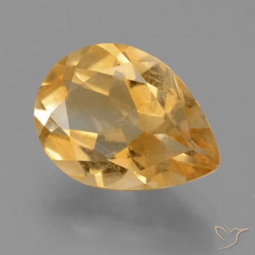 2.99ct Натуральный Средне-светлый оранжево-золотой Цитрин, Форма груши, Чистота VS