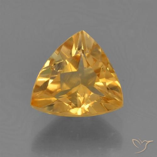 1.55ct Натуральный Средне-светлый оранжево-золотой Цитрин, Триллион, Чистота VS