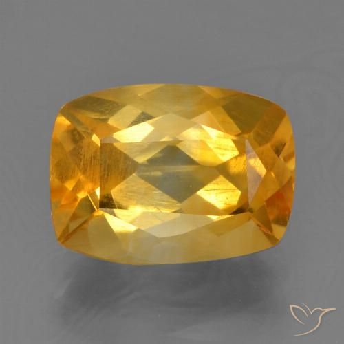2.27ct Натуральный Глубокий оранжево-золотой Цитрин, Подушка, Чистота VS