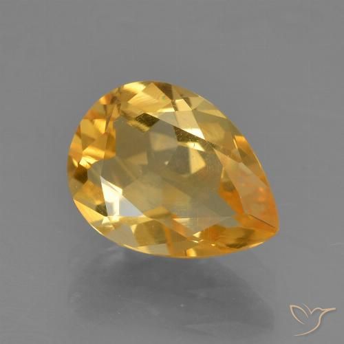 1.49ct Натуральный Темно-золотой апельсин Цитрин, Форма груши, Чистота VS