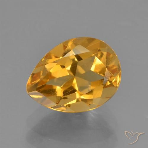 1.84ct Натуральный Темно-оранжево-золотой Цитрин, Форма груши, Чистота VS