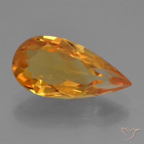 2.33ct Натуральный Глубокий оранжево-золотой Цитрин, Форма груши, VVS-VS