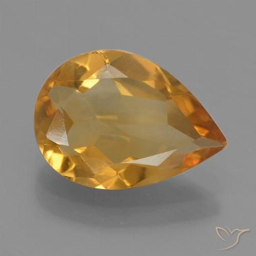 1.90ct Натуральный Глубокий оранжево-золотой Цитрин, Форма груши, VVS-VS
