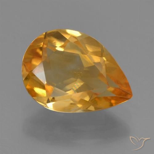2.07ct Натуральный Глубокий оранжево-золотой Цитрин, Форма груши, Чистота VS