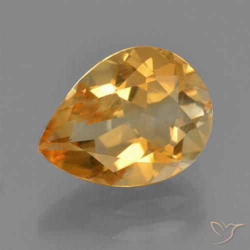 2.32ct Натуральный Оранжево-золотой Цитрин, Форма груши, Чистота VS