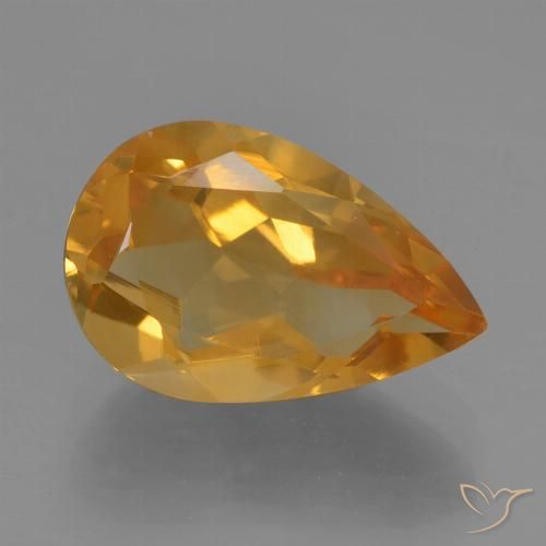 2.42ct Натуральный Глубокий оранжево-золотой Цитрин, Форма груши, Чистота VS