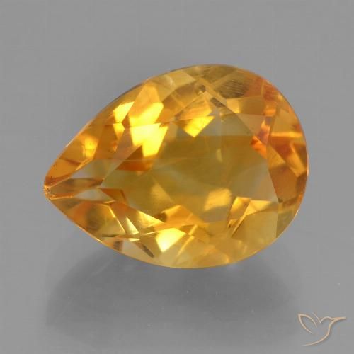2.63ct Натуральный Глубокий оранжево-золотой Цитрин, Форма груши, Чистота VS