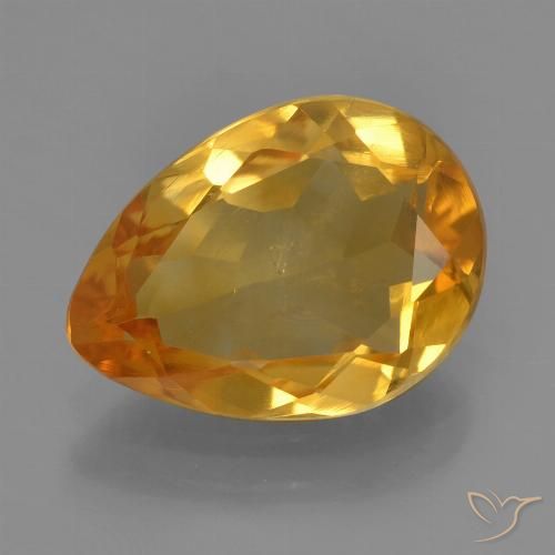 2.23ct Натуральный Темно-оранжево-золотой Цитрин, Форма груши, Чистота VS