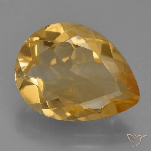 4.72ct Натуральный Средне-темный золотистый Цитрин, Форма груши, Чистота VS