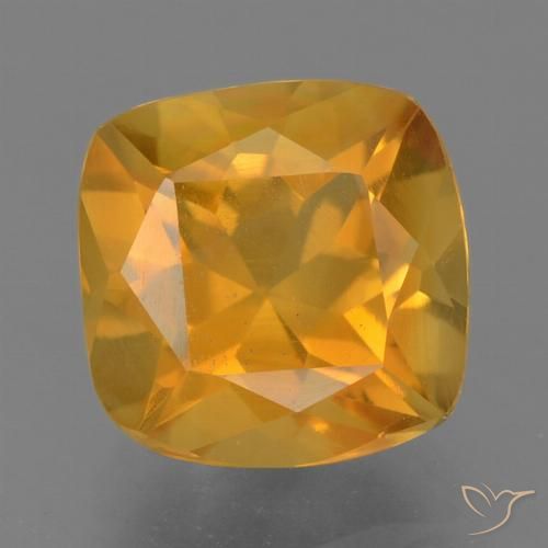 1.90ct Натуральный Глубокий оранжево-золотой Цитрин, Подушка, Чистота VS