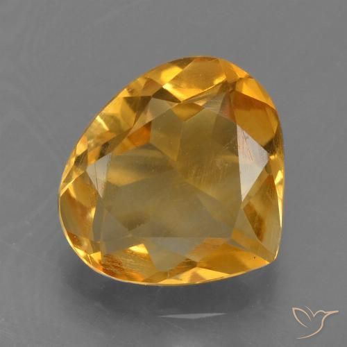 1.86ct Натуральный Темно-оранжево-золотой Цитрин, Форма груши, Чистота VS