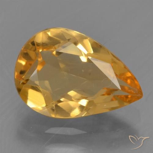 1.89ct Натуральный Темно-оранжево-золотой Цитрин, Форма груши, VVS-VS