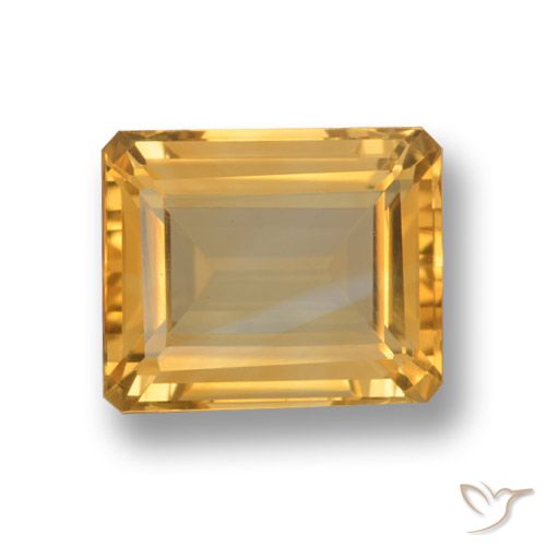 4.89ct Натуральный Оранжево-золотой Цитрин, Изумрудная огранка, VVS-VS