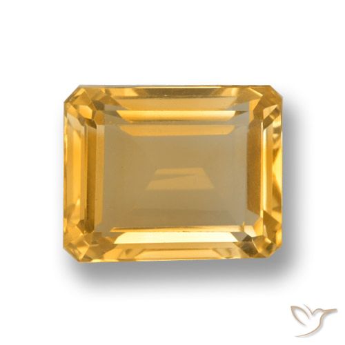 4.82ct Натуральный Оранжево-золотой Цитрин, Изумрудная огранка, VVS-VS