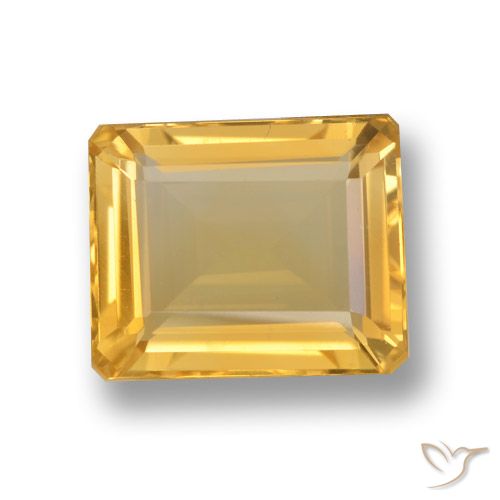 4.74ct Натуральный Золотой Цитрин, Изумрудная огранка, Чистота VVS