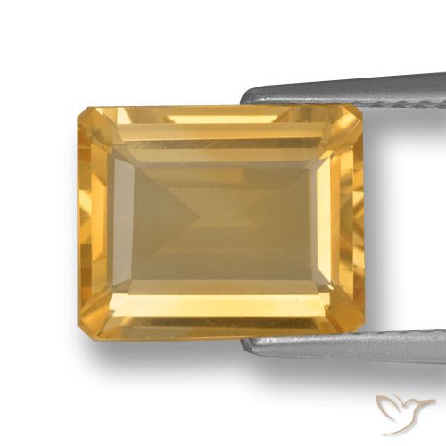 3.20ct Натуральный Светло-оранжево-золотой Цитрин, Изумрудная огранка, VVS-VS