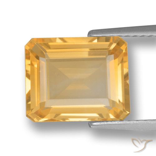 4.04ct Натуральный Среднее золото Цитрин, Изумрудная огранка, Чистота VVS