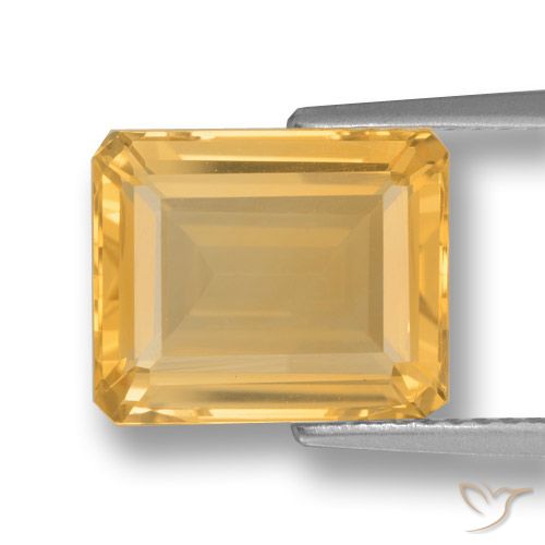 4.43ct Натуральный Среднее золото Цитрин, Изумрудная огранка, Чистота VVS