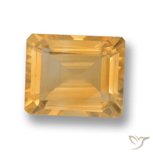 4.21ct Натуральный Светло-оранжево-золотой Цитрин, Изумрудная огранка, VVS-VS