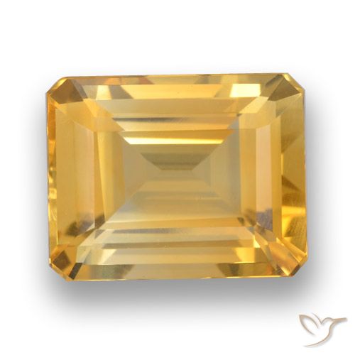 4.01ct Натуральный Средне-светлый оранжево-золотой Цитрин, Изумрудная огранка, Чистота VVS
