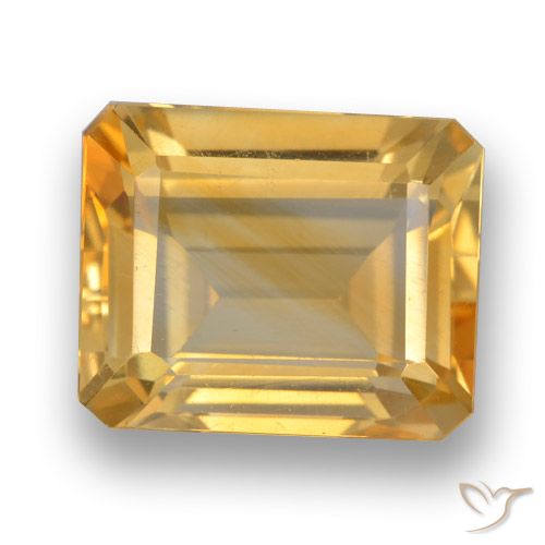 4.24ct Натуральный Средне-светлый оранжево-золотой Цитрин, Изумрудная огранка, VVS-VS