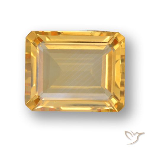 3.85ct Натуральный Средне-светлый оранжево-золотой Цитрин, Изумрудная огранка, Чистота VVS