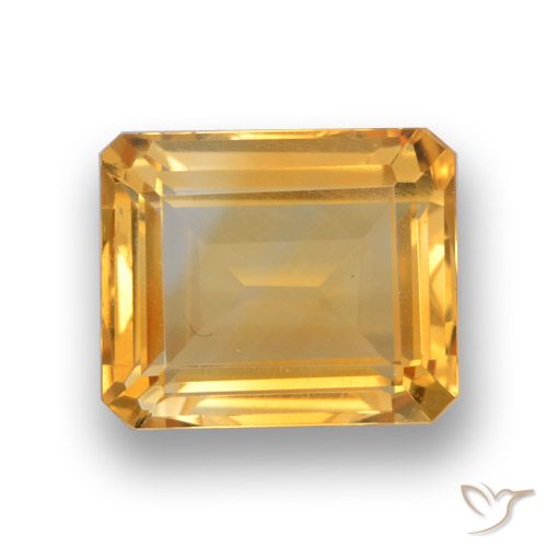 4.53ct Натуральный Оранжево-золотой Цитрин, Изумрудная огранка, VVS-VS