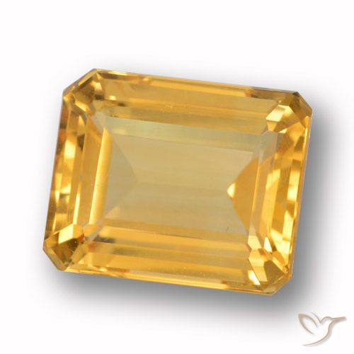 4.64ct Натуральный Средне-светлый оранжево-золотой Цитрин, Изумрудная огранка, VVS-VS