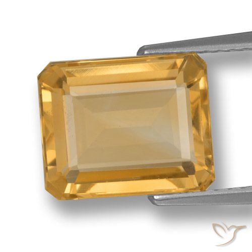 4.27ct Натуральный Средне-светлый оранжево-золотой Цитрин, Изумрудная огранка, VVS-VS