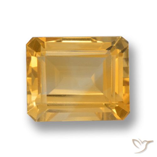 4.27ct Натуральный Оранжево-золотой Цитрин, Изумрудная огранка, VVS-VS