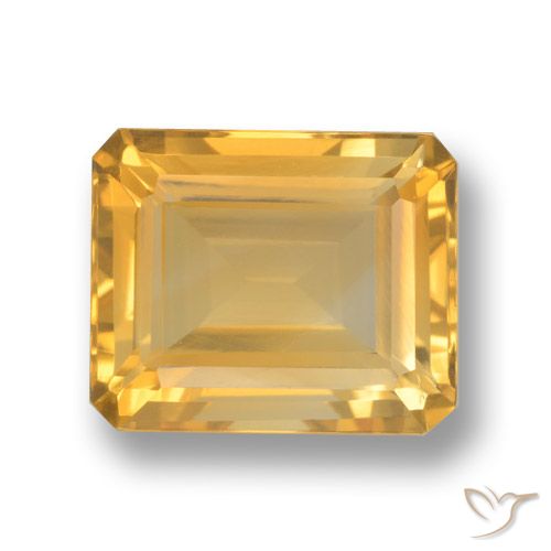 4.39ct Натуральный Оранжево-золотой Цитрин, Изумрудная огранка, VVS-VS