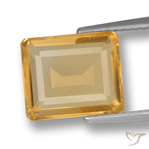 3.84ct Натуральный Оранжево-золотой Цитрин, Изумрудная огранка, VVS-VS