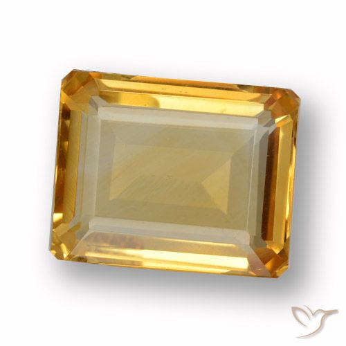 3.88ct Натуральный Средне-светлый оранжево-золотой Цитрин, Изумрудная огранка, VVS-VS