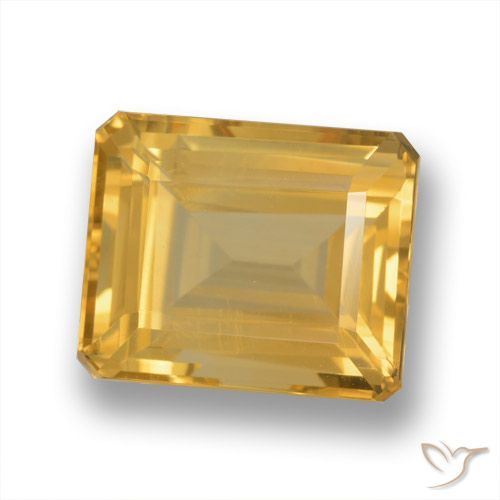 7.28ct Натуральный Светло-оранжево-золотой Цитрин, Изумрудная огранка, VVS-VS
