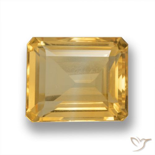 5.88ct Натуральный Средне-светлый золотистый Цитрин, Изумрудная огранка, VVS-VS