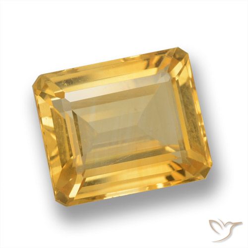 5.93ct Натуральный Золотисто-оранжевый Цитрин, Изумрудная огранка, VVS-VS