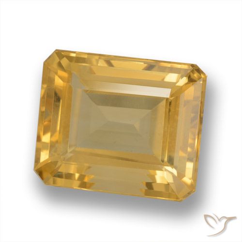 6.04ct Натуральный Светло-оранжево-золотой Цитрин, Изумрудная огранка, VVS-VS