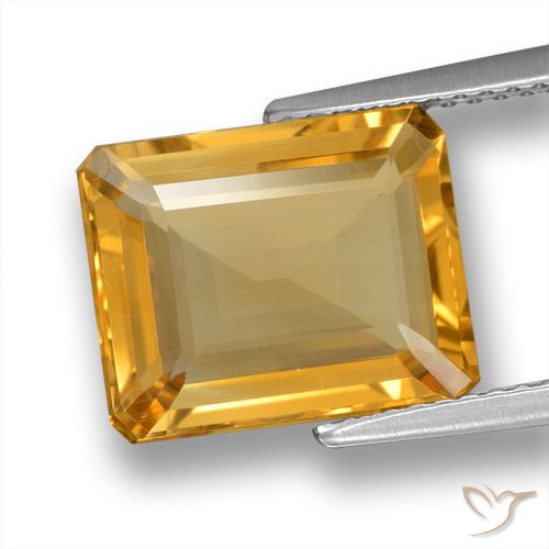 4.84ct Натуральный Средне-светлый оранжево-золотой Цитрин, Изумрудная огранка, VVS-VS