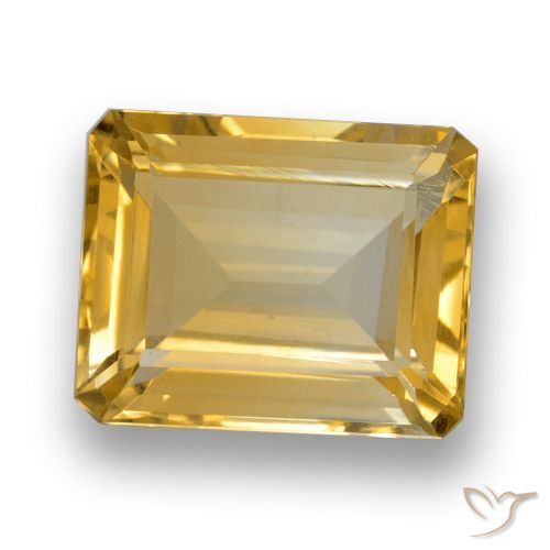 4.36ct Натуральный Золотой Цитрин, Изумрудная огранка, Чистота VVS