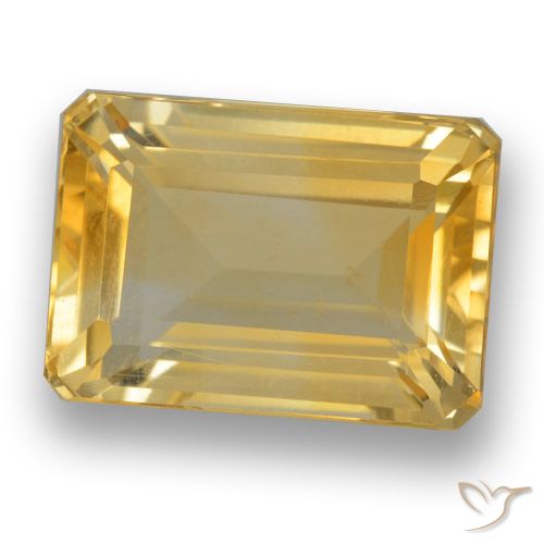 8.68ct Натуральный Средне-светлый золотистый Цитрин, Изумрудная огранка, VVS-VS
